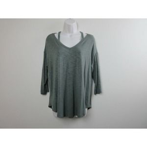Matty M Women's Top Green V Neck Hi Lo Size S NWT